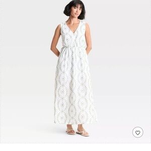Target White and Green Floral Maxi Dress